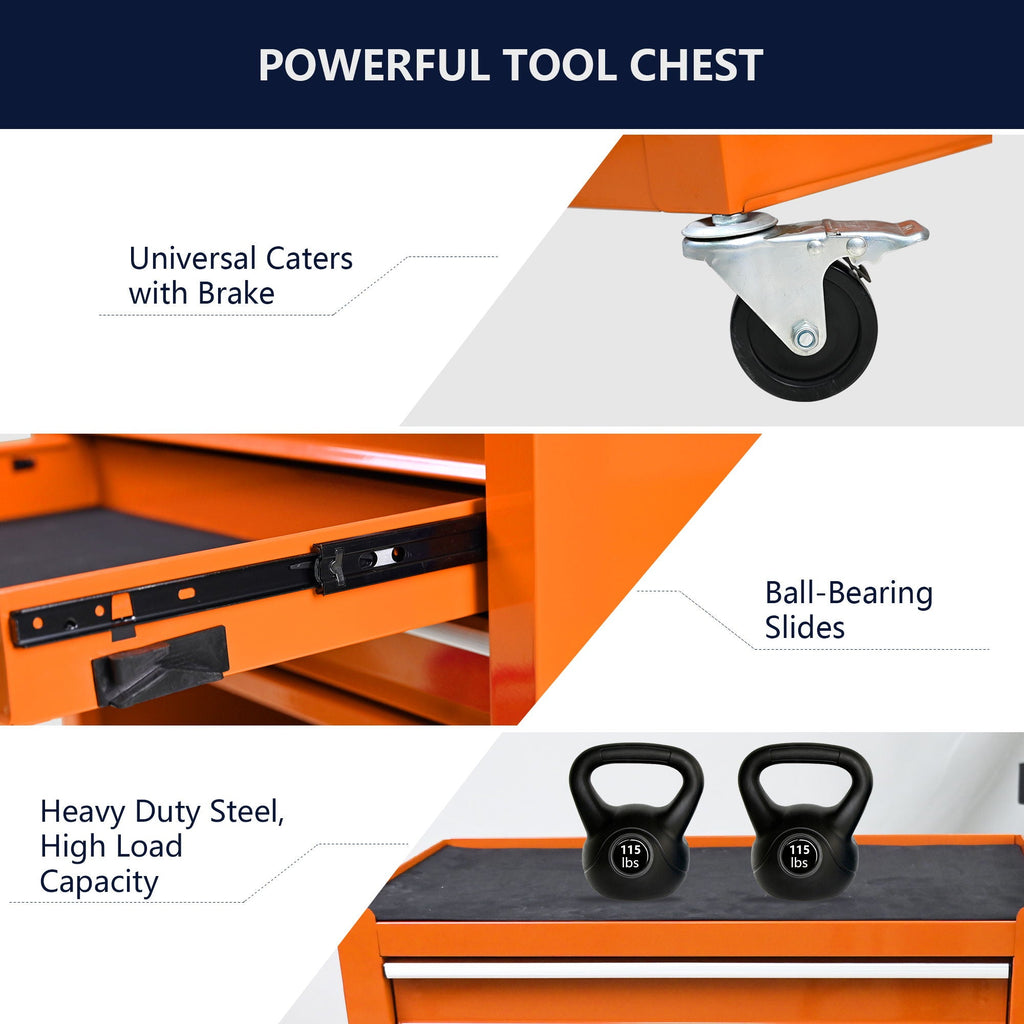 Multifunctional 4-Drawer Tool Cart with Wheels - Blue or Orange