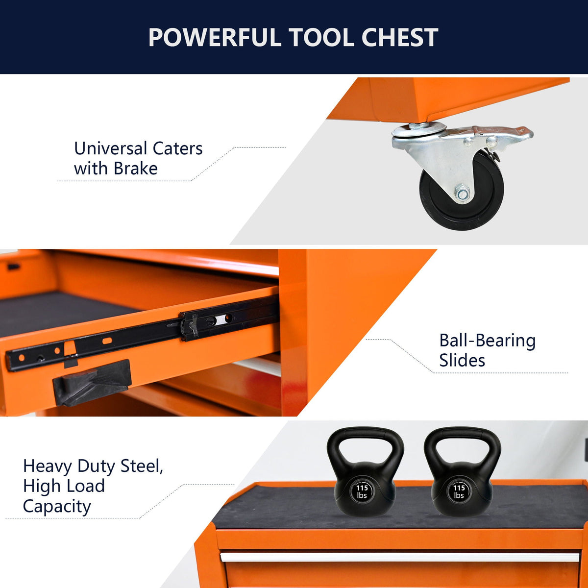 Multifunctional 4-Drawer Tool Cart with Wheels - Blue or Orange
