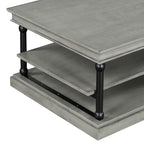 Wood Coffee Table with Storage Shelves - Black + Gray