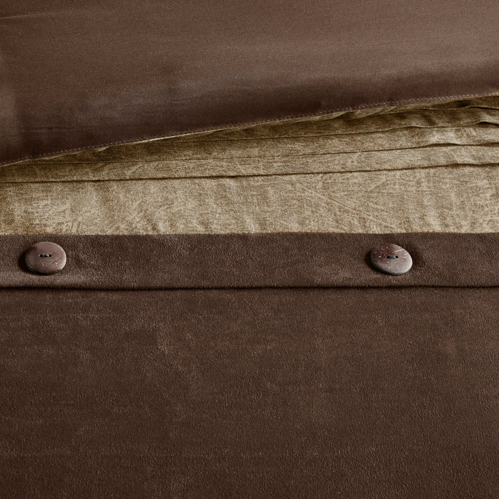 Brown Faux Suede Comforter Set with Hypoallergenic Filling – Queen, 7 Piece