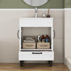 24-Inch Bathroom Vanity with Sink Combo with Ample Storage - White/Particle Board