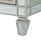 Mirrored Nightstand with Felt-Lined Drawer - Silver