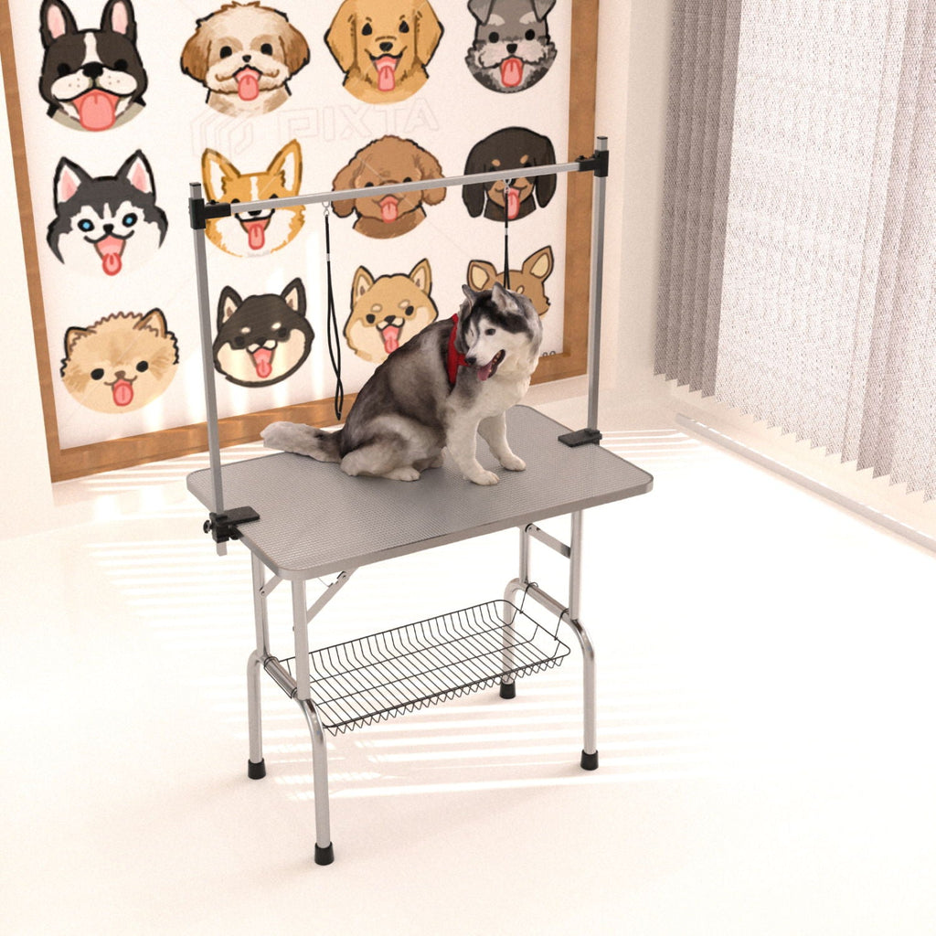 Folding Pet Grooming Table with Adjustable Arm - Multiple Colors