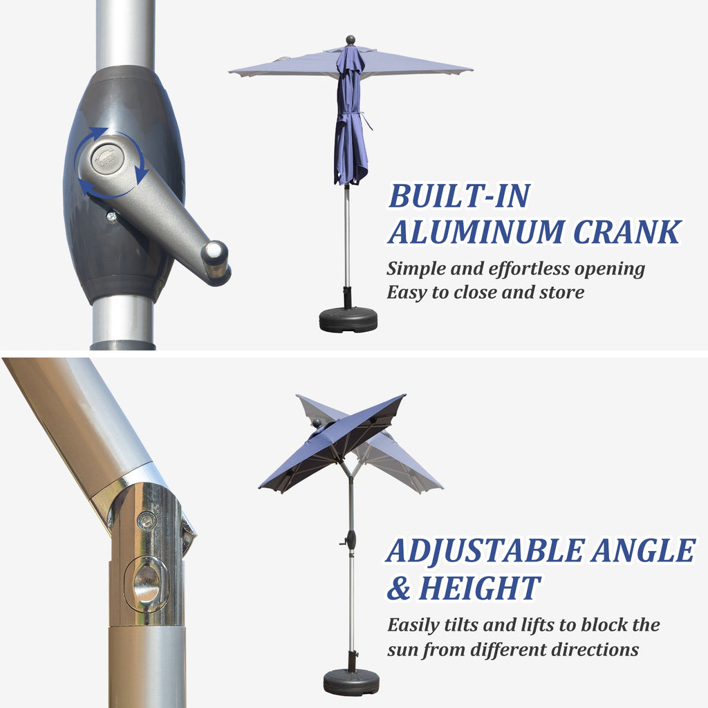 Rectangle Patio Umbrella with Crank Lift and Tilt Function - Navy Blue, Beige, Grey