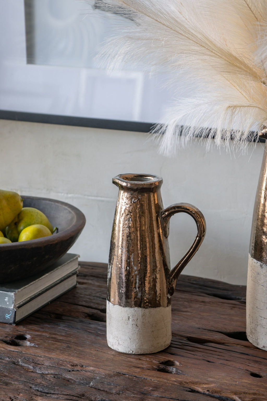 Gold Terracotta Pitcher Vase with Durable Ceramic Construction - Gold