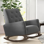 Mid-Century Modern Rocking Chair with High Density Foam Cushion - Dark Gray
