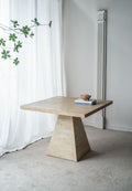 Square Dining Table with Pedestal Base - Beige