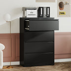 Black Lateral File Cabinet with Heavy Duty Locking Drawers
