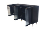 Lacquered Wooden Sideboard with 4 Glass Doors - Black