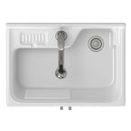 White Laundry Cabinet with Stainless Steel Sink and Pull-Out Faucet
