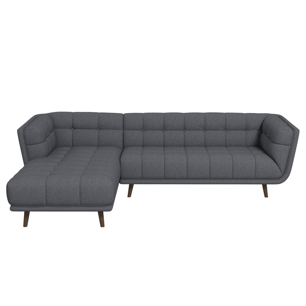L Shape Sectional Sofa Tufted with Mid-Century Modern Design - Dark Gray or Beige