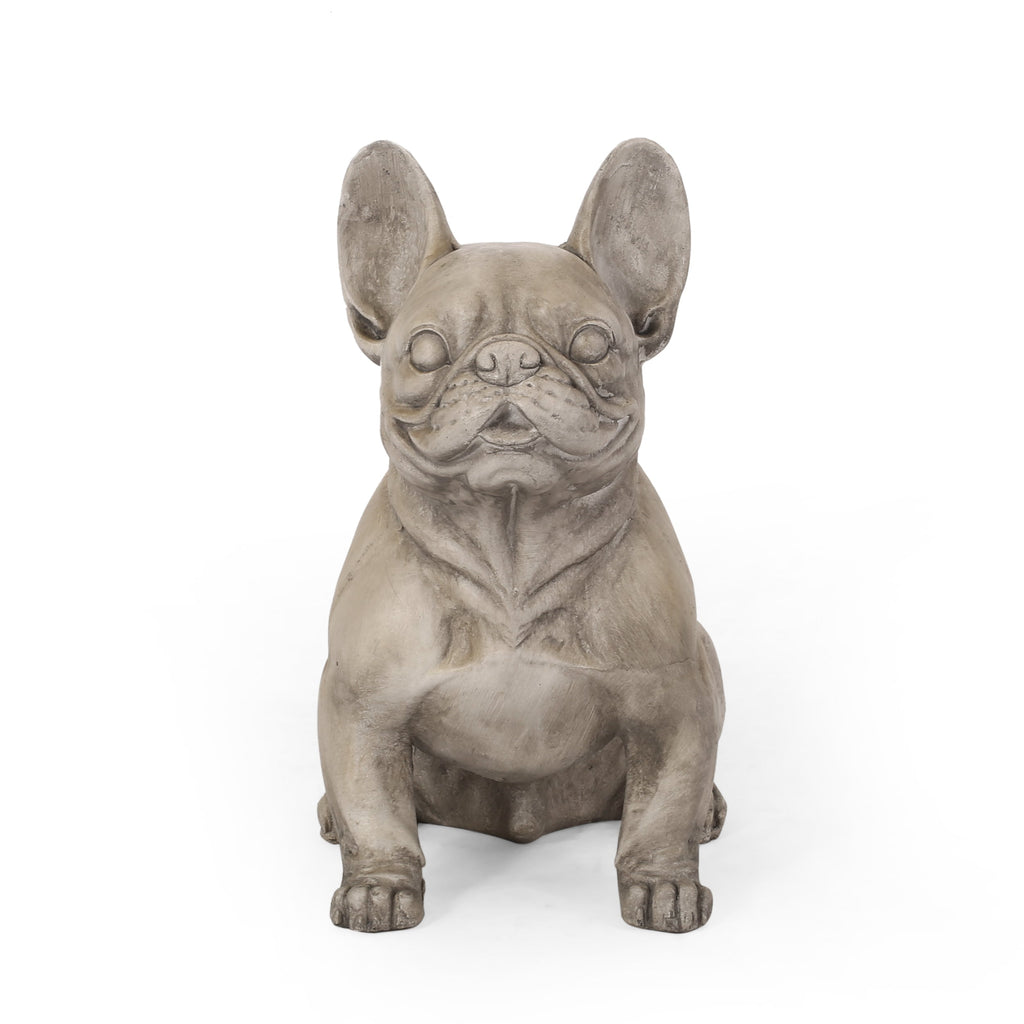 French Bulldog Garden Sculpture with Weather-Resistant Finish - Gray