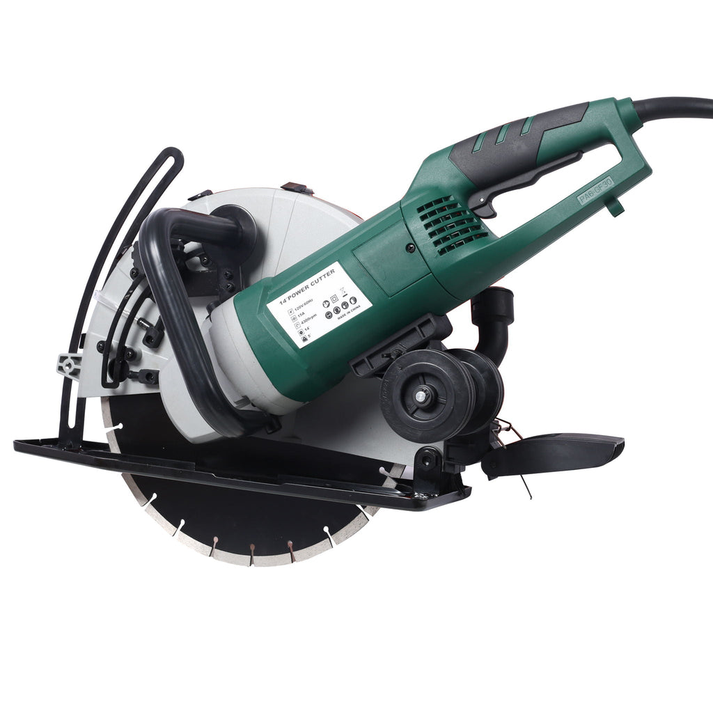 Portable Electric Circular Concrete Saw with 14" Wet/Dry Diamond Blade - Green