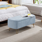Faux Fur Storage Ottoman Bench with Padded Upholstery - Multiple Colors