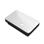 Semi Recessed Bathroom Sink with Vessel Design - Durable Glazed, White / Black