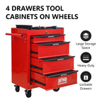 Rolling Metal Tool Chest with 4 Drawers - Red & Black