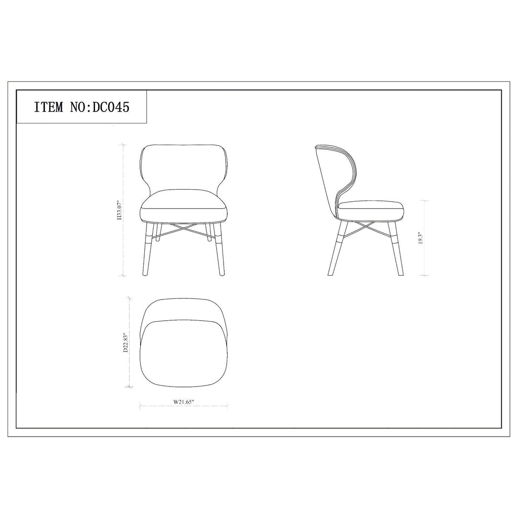 Strine Dining Chair with Wood Frame and Modern Upholstery - Available in Dark Gray or Blue