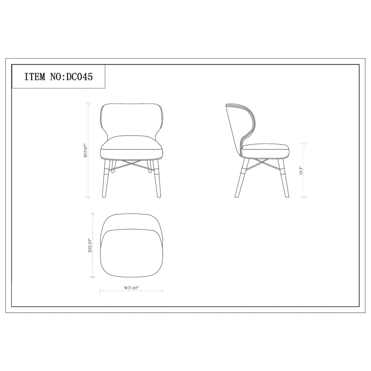 Strine Dining Chair with Wood Frame and Modern Upholstery - Available in Dark Gray or Blue