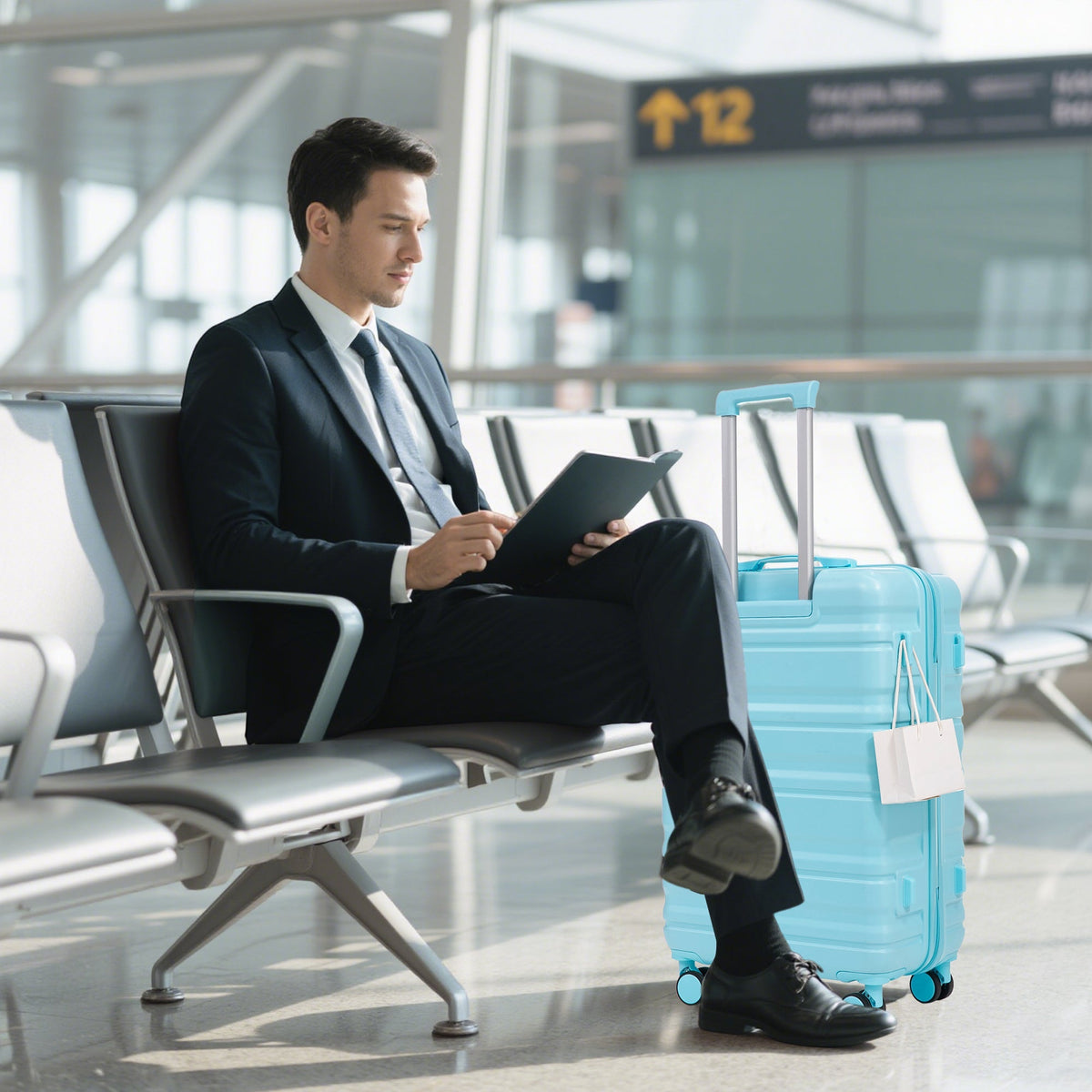 HIFINE Tourist 3-Piece ABS Spinner Wheel Luggage Set (Blue)