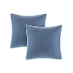 8 Piece Cotton Floral Reversible Comforter Set with Decorative Pillows - Blue