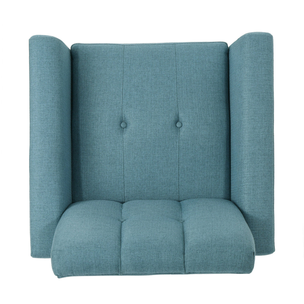 Mid Century Fabric Channel Stitch Club Chair with Channel Stitch Detail - Blue