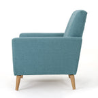 Mid Century Fabric Channel Stitch Club Chair with Channel Stitch Detail - Blue