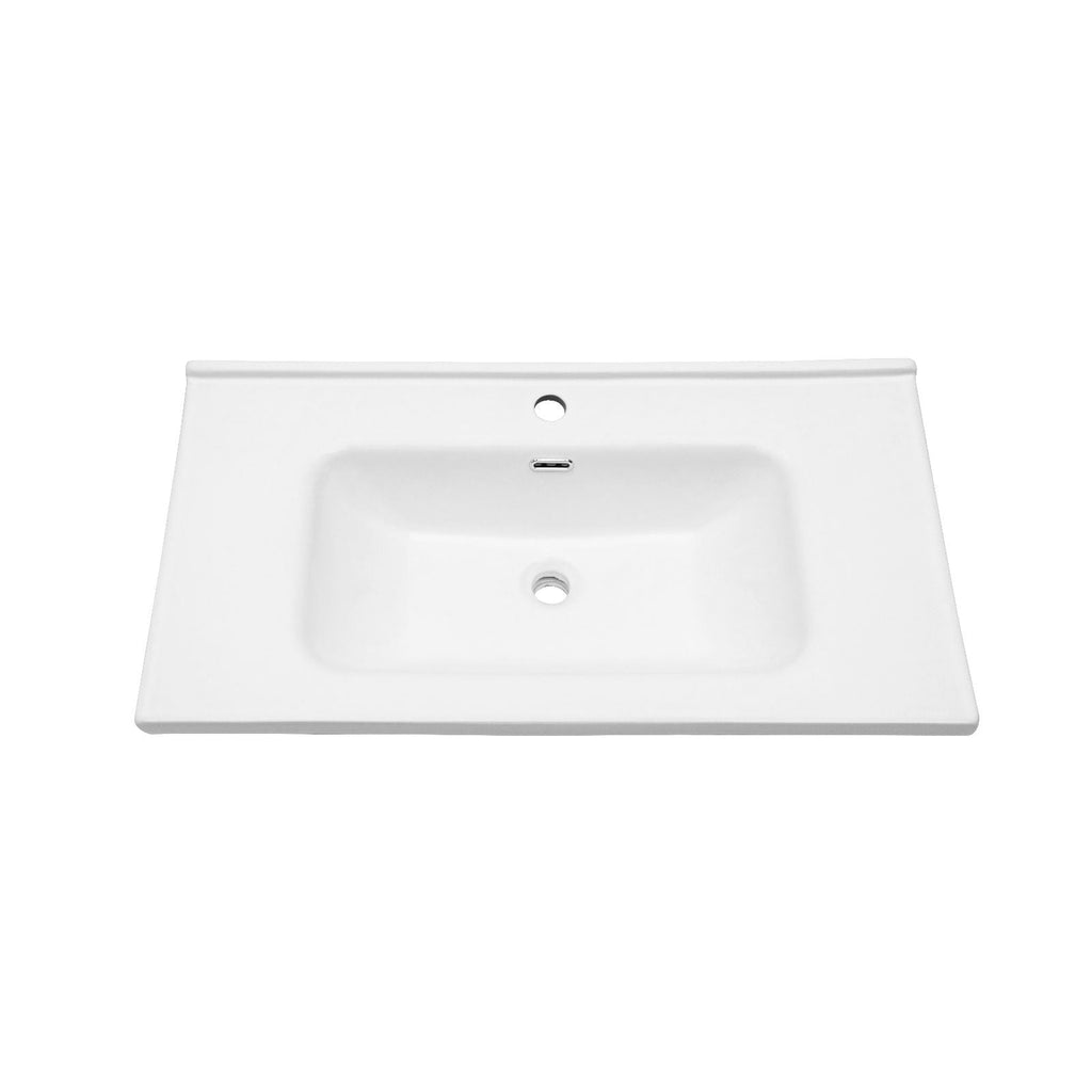 Modern Rectangular Vanity Top with Overflow – White