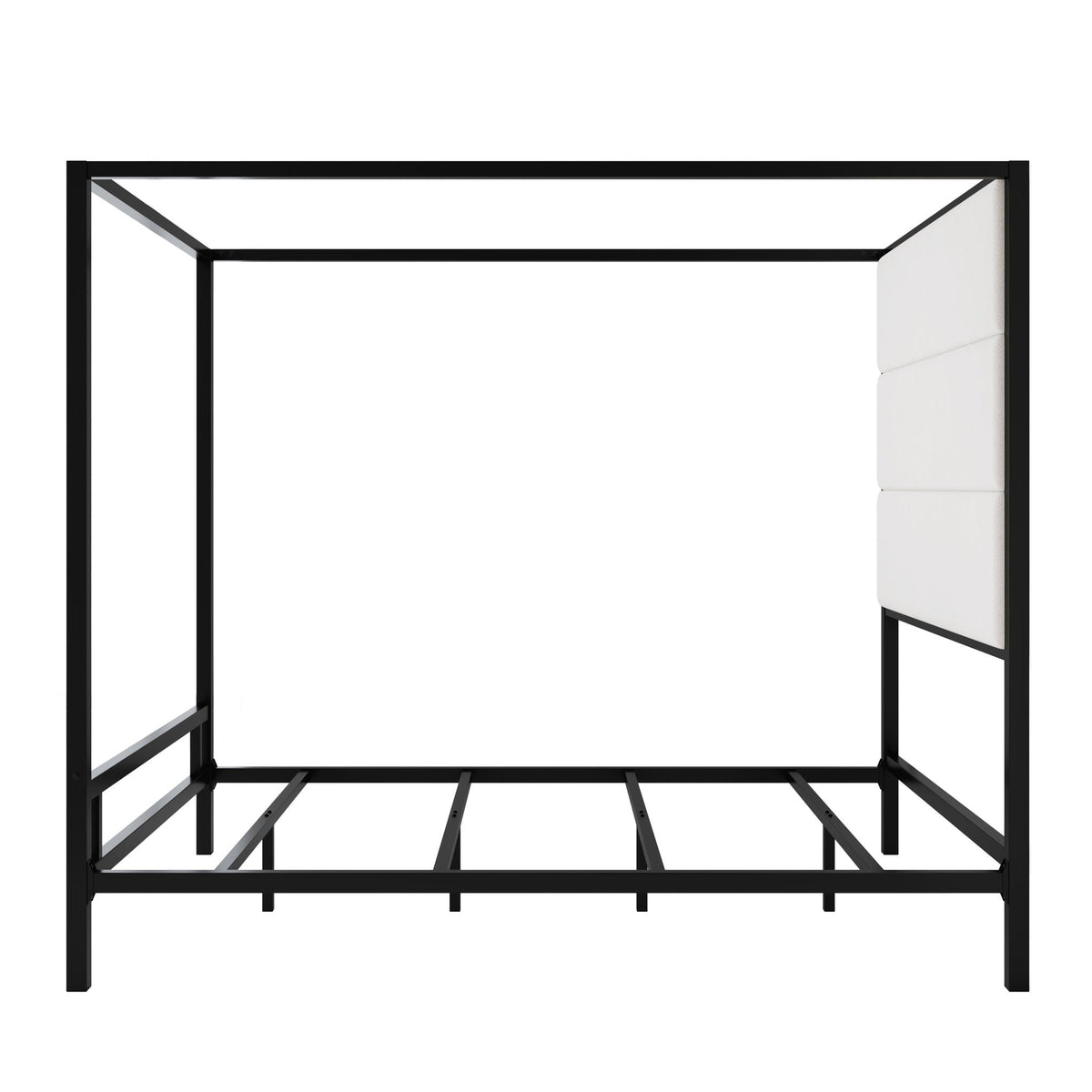 Canopy Bed With Tall Upholstered Headboard - 4 Poster Frame - Gold or Black