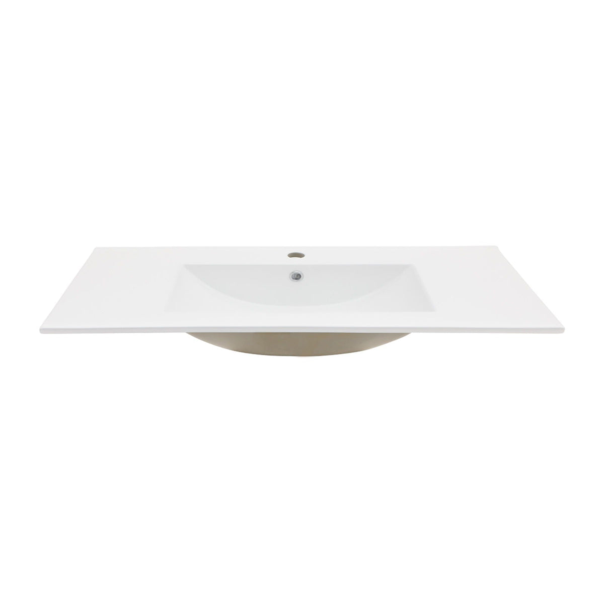 Premium Rectangular Vanity Top with Single Faucet Hole and Overflow - White