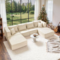 140" Modular Sectional Sofa Bed with Convertible U-Shaped Design - Corduroy