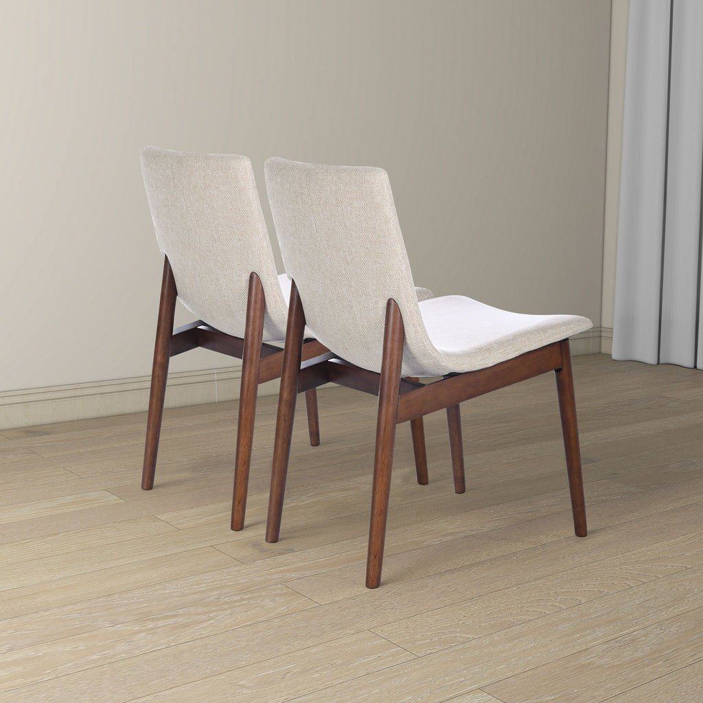 Beige Dining Chair Set of 2 with Solid Wood Construction - Ravel