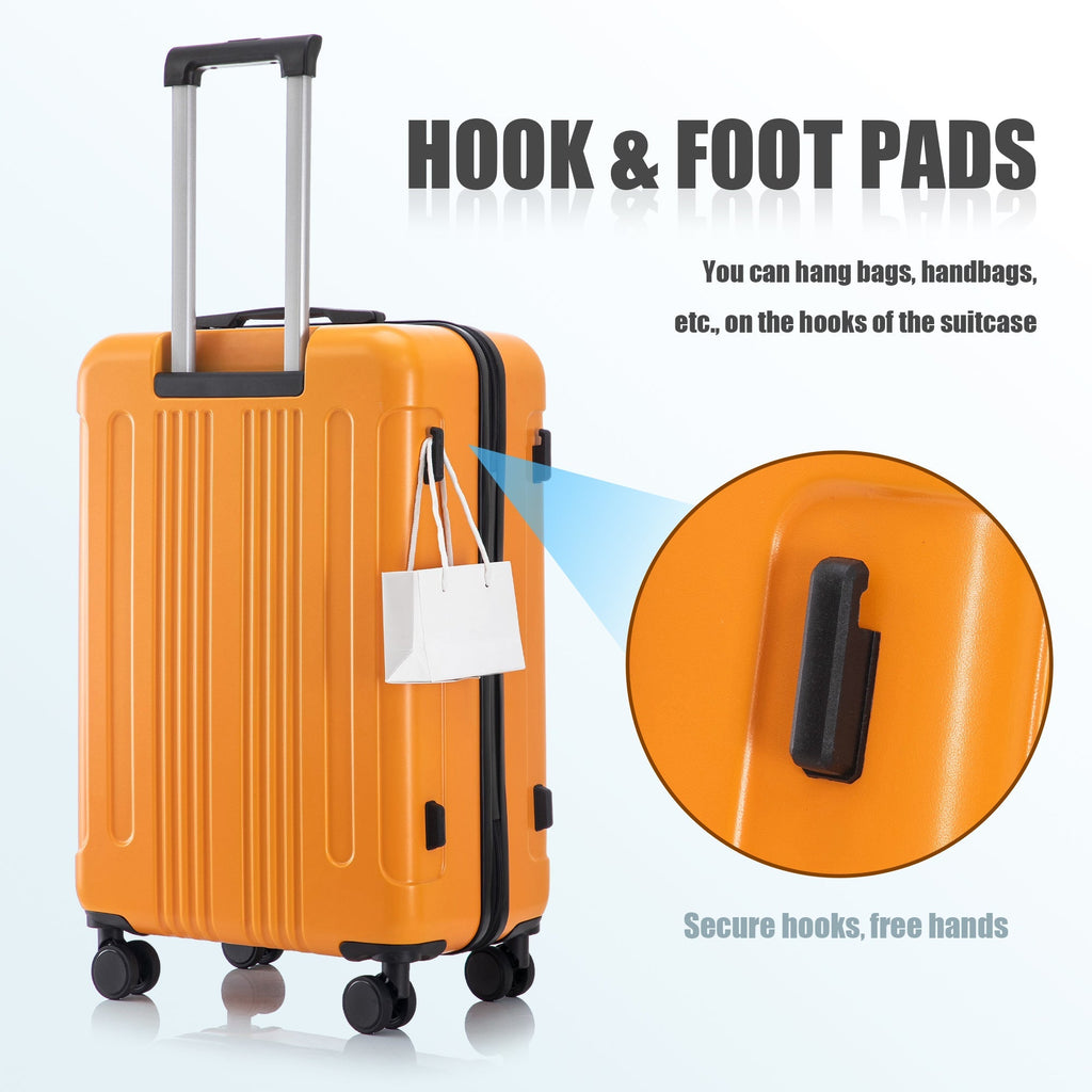 3-Piece ABS Spinner Wheel Luggage Set with TSA Lock - Black and Orange