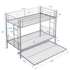 Twin Over Twin Metal Bunk Bed with Trundle - Black