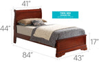 Sleigh Bed with Low Footboard - Real Wood Veneers, Multiple Colors