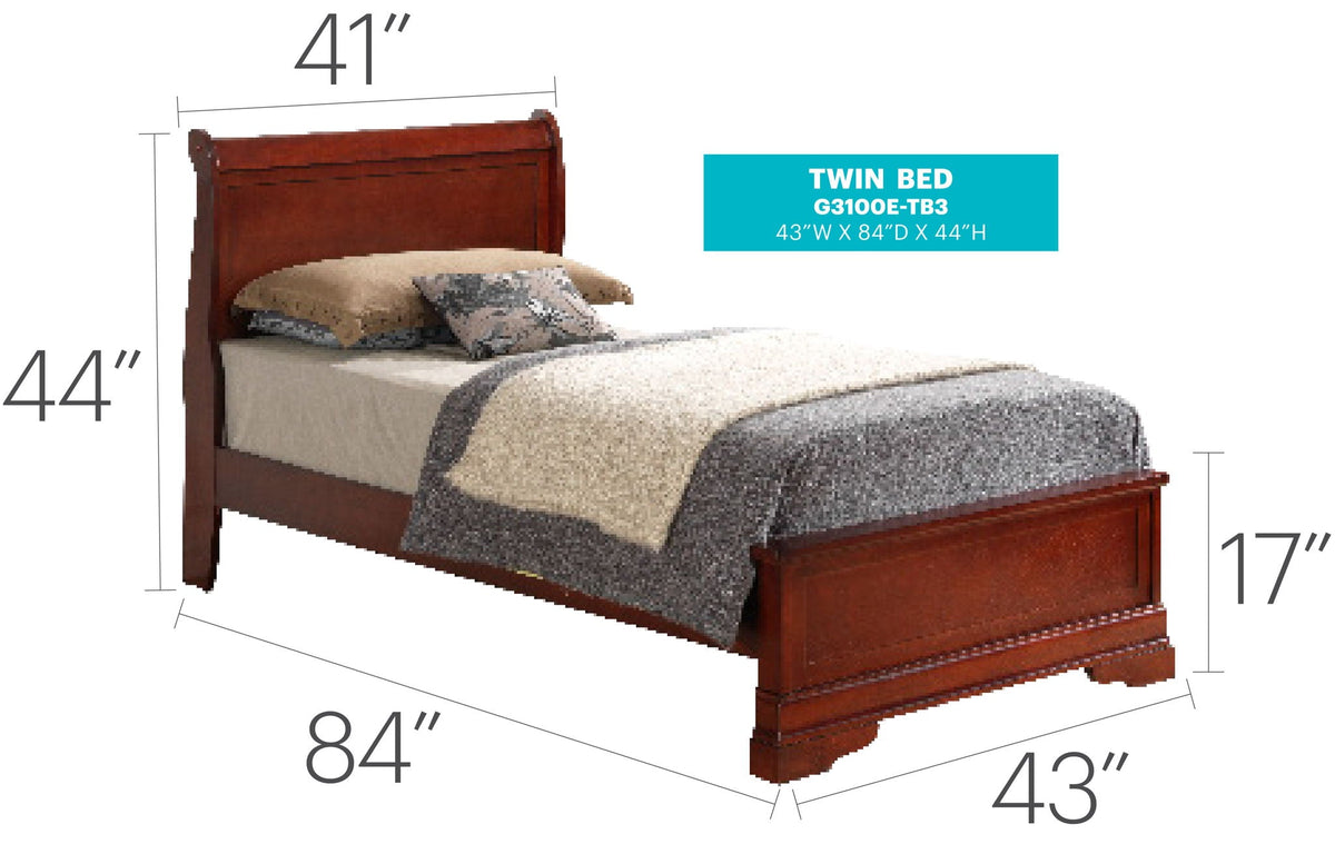 Sleigh Bed with Low Footboard - Real Wood Veneers, Multiple Colors