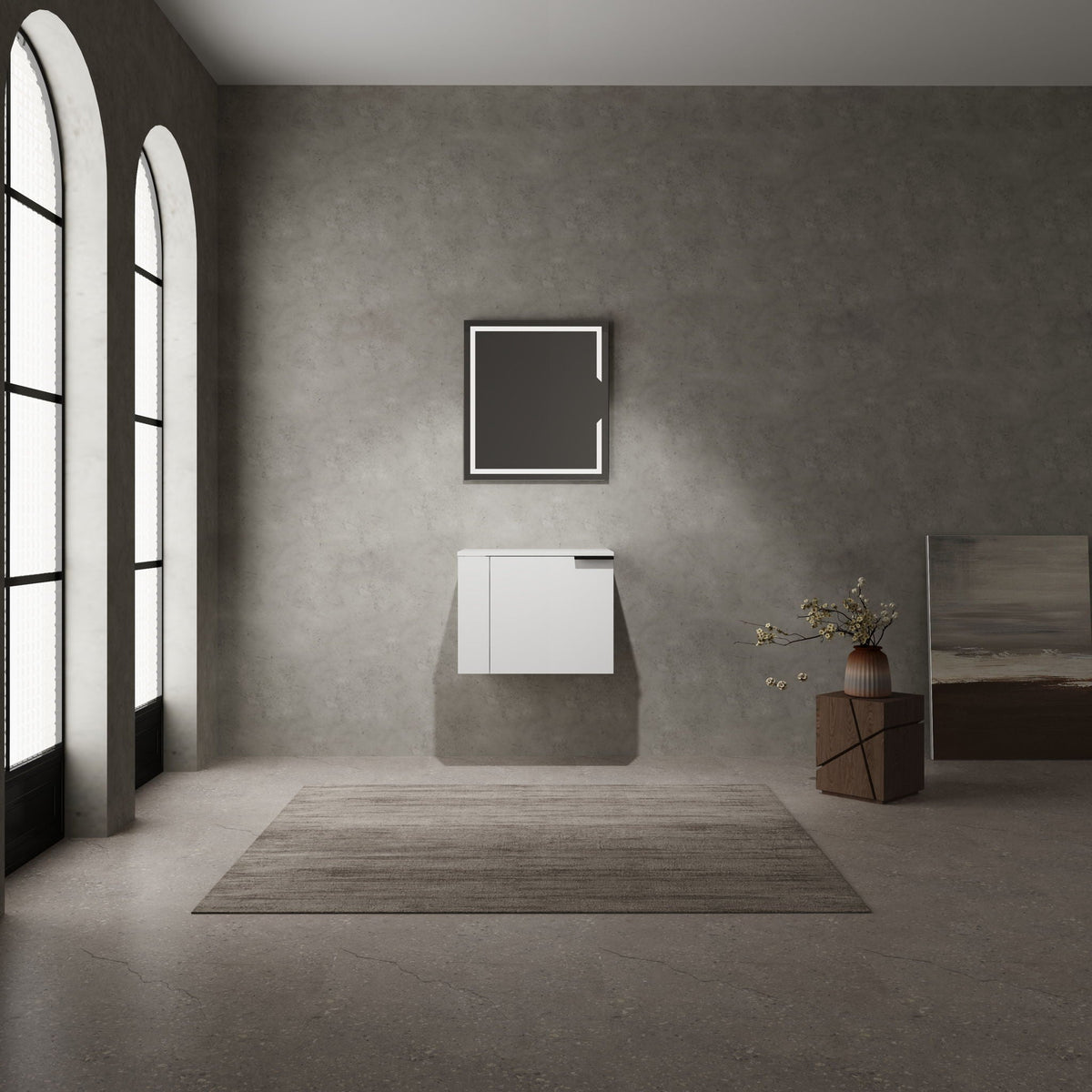 Modern Bathroom Vanity with Side Storage - Light Brown or White