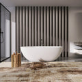Matte White Freestanding Soaking Bathtub with Ergonomic Design - Solid Surface