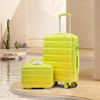 2-Piece Polycarbonate Spinner Wheel Luggage Set with Lock - Green & Yellow