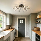 15-Light Chandelier with Crystal Accents - Matte Black