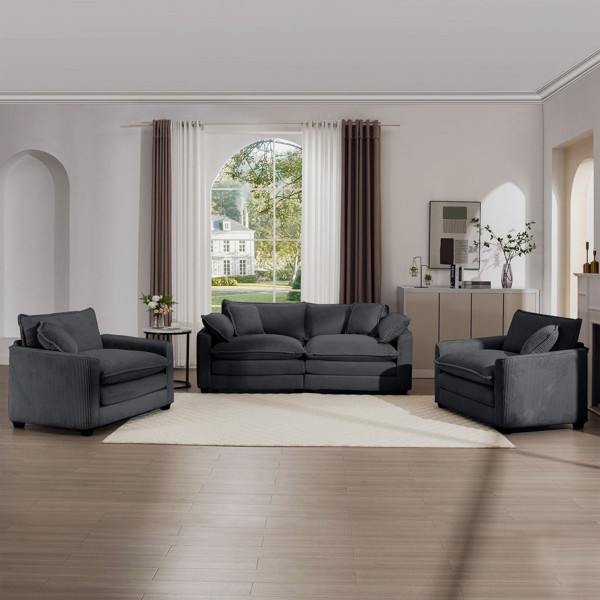 Oversized Deep-Seat Fabric Sofa & Chair Sets