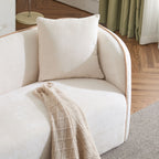82" Curved Boucle Sofa with Soft Cushions - White
