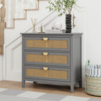 3 Drawer Cabinet, Natural Rattan