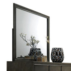 Carine Gray Mirror with Wooden Frame for Bedroom
