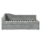 Full Size Curved Chenille Daybed with Trundle and USB Port