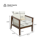Outdoor 4-Piece Sofa Set, Acacia Wood Frame with Rope Detail