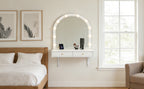 Floating Makeup Vanity Desk with 3-Color LED Mirror – Engineered Wood