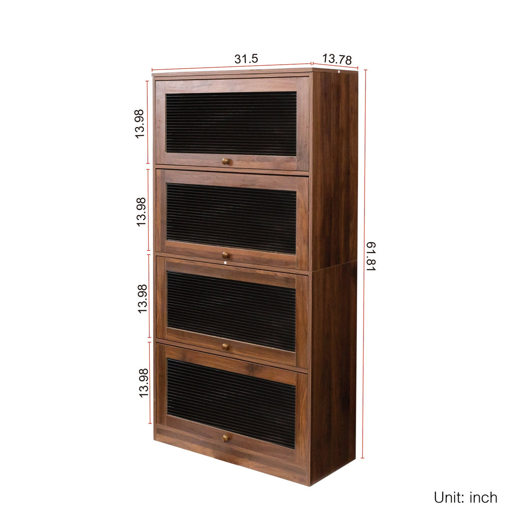 Contemporary Bookcase with Glass Doors and Dustproof Storage - Clear Glass
