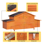 70" Large Wooden Chicken Coop with Nesting Boxes - Brick Red