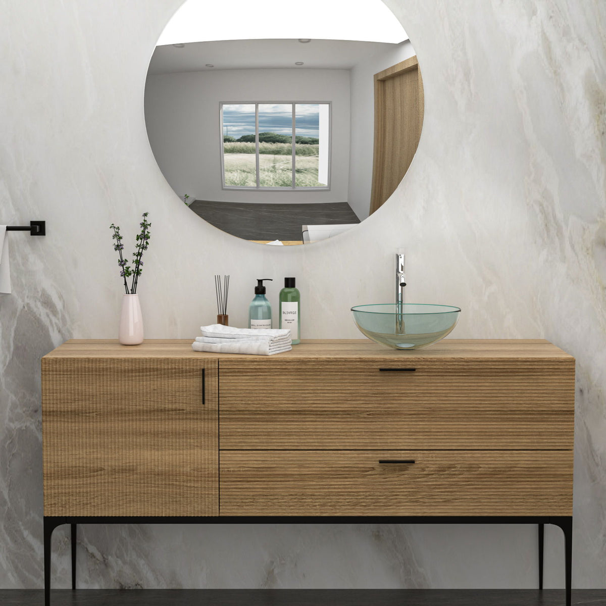 Tempered Glass Vessel Sink with Pop-Up Drain - White, Pearl Silver, Dark Brown, Dark Gray