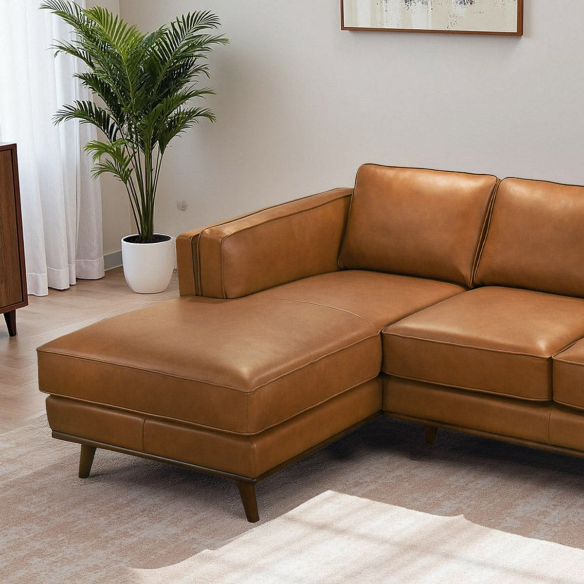 Light Brown Sectional Sofa with Removable Cushions - Left or Right Arm Facing